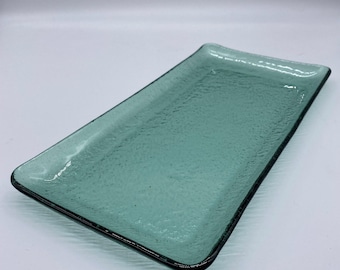 Handmade Recycled Glass Plate: Rectangular Sushi Platter (31x16 cm)