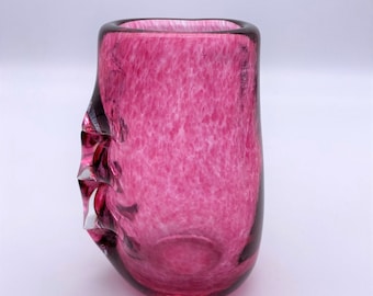 Hand Blown Glass Vase: Pink & Orange Decorative Vase