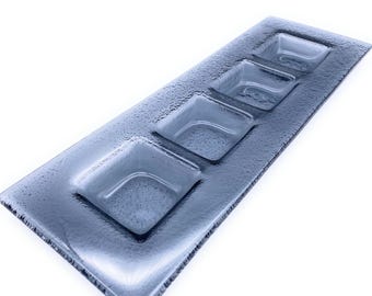 Recycled Glass Serving Plate, Rectangular Meze Dish, Four Compartment