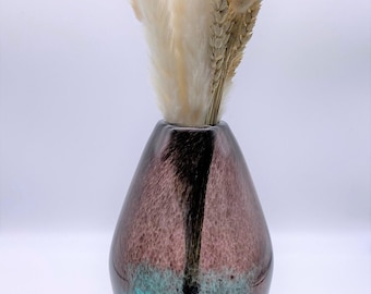 Hand Blown Vase: Green & Brown Decorative Vase (23cm)