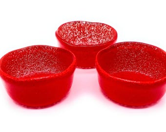 Handmade Recycled Glass Dipping Bowls: Set of Three