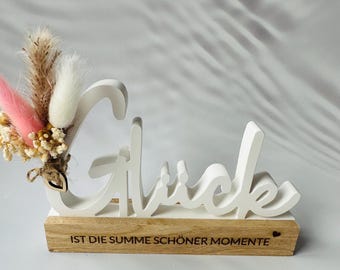 Glück auf Holzleiste, Schriftzug gelasert