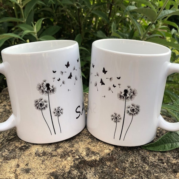 Pusteblume Kaffeetasse personalisiert mit Namen, Tasse, Geschenk, Geldgeschenke, Geburtstag, Weihnachten