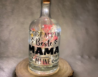 Flaschenlicht | Geschenk für Mama | Geschenkidee Muttertag | Flasche mit Korken-Lichterkette