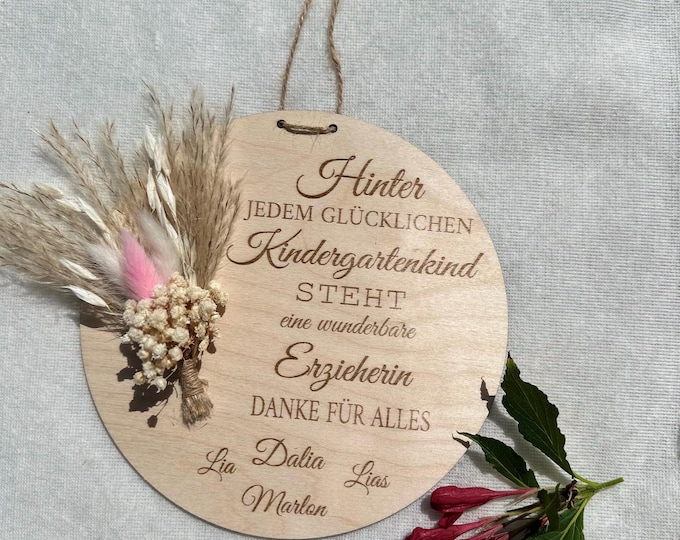 Geschenk Erzieherin Abschied – Personalisiertes Holzschild mit Spruch