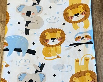 Jersey Happy Animals Jersey de coton, vêtements pour enfants, tissu bébé