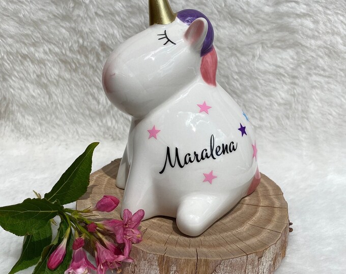 Spardose Einhorn sitzend
