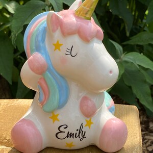 Tirelire licorne, personnalisée avec son nom, tirelire en cadeau, cadeau d'argent pour le baptême, la scolarisation, l'anniversaire image 8