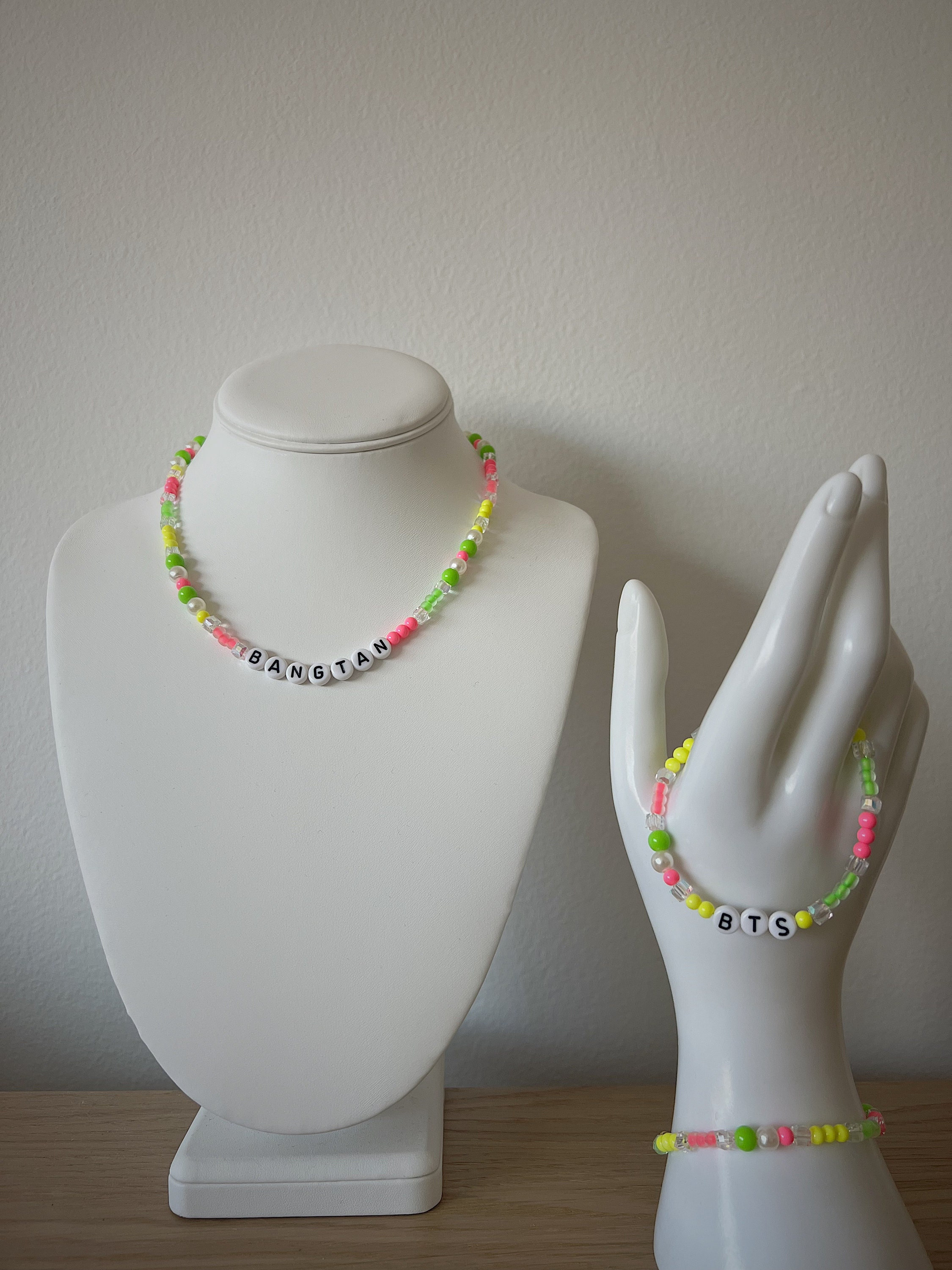 AM I NEON | bts bangtan bias bracelet + necklace custom all members