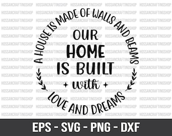 A House is Made of Walls and Beams Our Home is Built with Love and Dreams SVG, Farmhouse Svg, Family Svg, Sweet Home Svg, Cut files, Cricut