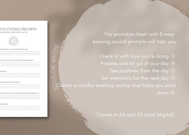 Evening Journal Prompts Printable Sheet Easy Journaling Prompts