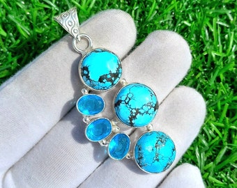 Handmade Turquoise & Sterling Silver Pendant Necklace