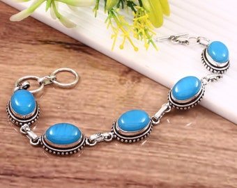 Blue Chalcedony Sterling Silver Bracelet: Handmade Boho Adjustable Gemstone Bracelet
