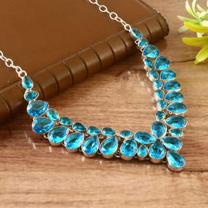 Sterling Silver Blue Topaz Necklace: Handmade Gemstone Jewelry
