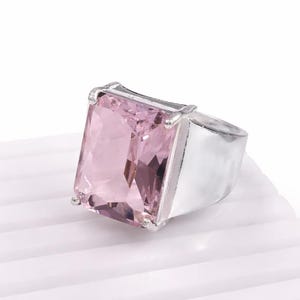 Pink Kunzite Ring 925 Sterling Silver Cut Gemstone Handmade Jewelry
