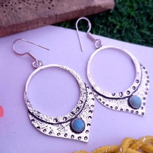 Larimar silver Earring,Artisan Crafted,Minimalist,Spiritual,Birthstone,Handcrafted Gift of made by  Ujjaljewelsstore