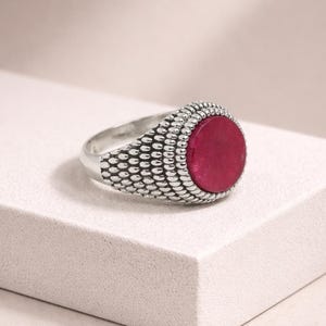 Herren 925 Sterling Silber Rot Rubin Ring Handgemachter Schmuck