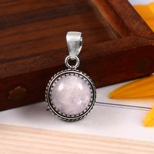 Rainbow Moonstone Pendant, 925 Sterling Silver Pendant, Round Gemstone Moonstone Necklace, Handmade Pendant, Gift For Her, Women&#39;s Jewelry