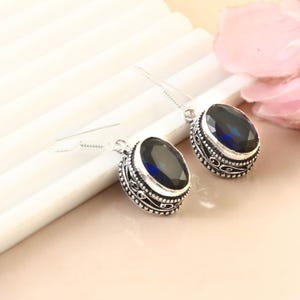London Blue Topaz Sterling Silver Earrings: Handmade Gemstone Jewelry