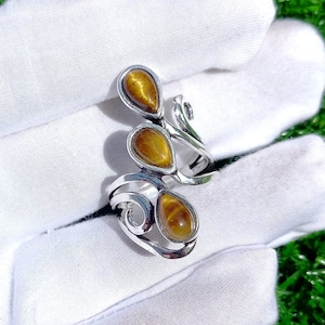Handmade 925 Sterling Silver Tiger&#39;s Eye Ring