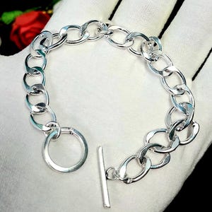 Sterling Silver Plated Cuban Link Bracelet - Men&#39;s Gift