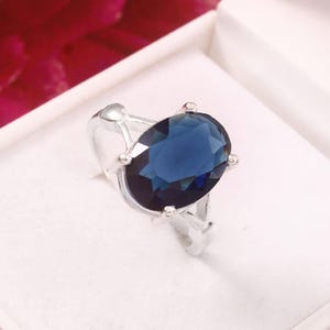 Oval Iolite 925 Sterling Silver Ring - Handmade Band Ring