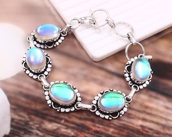 Mystic Topaz 925 Sterling Silver Bracelet, Gemstone Jewelry For Gift