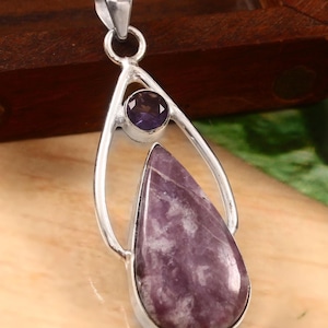 Charoite Silver Pendant,  Artisan-Crafted & One-of-a-Kind, Unique Violet Crystal Jewelry"Occasion gift made by Ujjaljewelsstore