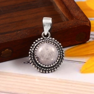 Rainbow Moonstone Pendant, 925 Sterling Silver Pendant, Round Gemstone Moonstone Necklace, Handmade Pendant, Gift For Her, Women&#39;s Jewelry