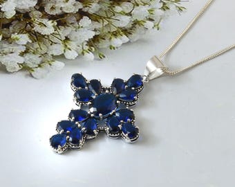 Blue Sapphire Butterfly Pendant | 925 Sterling Silver Necklace