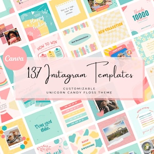 Colorful Instagram Templates | Social Media Templates | Instagram Post Templates | Instagram Story Templates | Pink Canva Templates