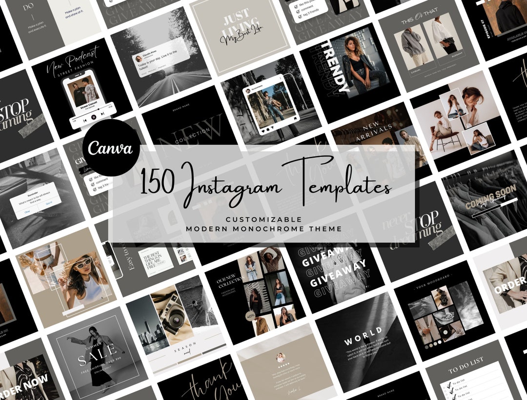 Modern Black Instagram Templates | Luxury Social Media Branding | Dark ...