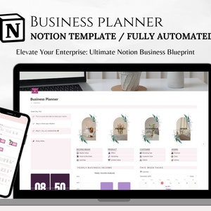 Notion Template Business Planner, Notion Digital Business Template for business owner, Notion Client Dashboard, Notion business hub