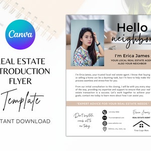Folleto de introducción a bienes raíces, Carta de Hola Vecino de Agente Inmobiliario, Carta de Agricultura de Agente Inmobiliario, Marketing Inmobiliario, Folleto de Nuevo Agente, Editable