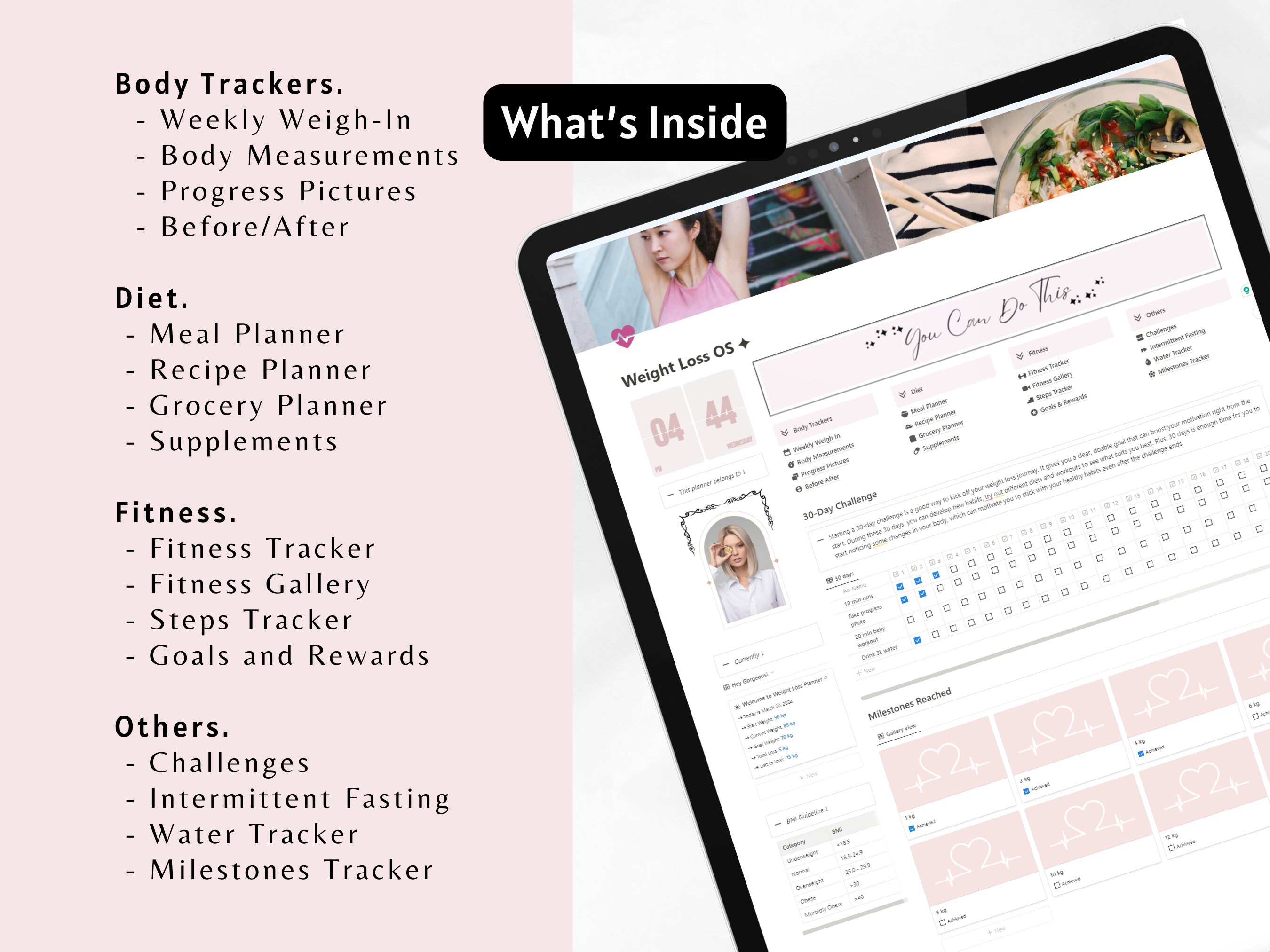 Weight Loss Tracker Notion Template, Weight Tracker, Calorie Tracker Meal Planner Journal ...