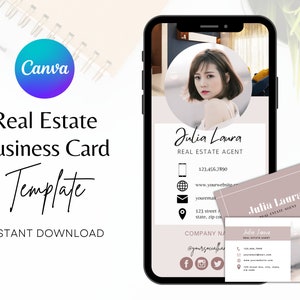 Digital Business Card, Business Card Template, Real Estate Marketing, Modern Real Estate Business Card, Editable, Printable, Canva Template