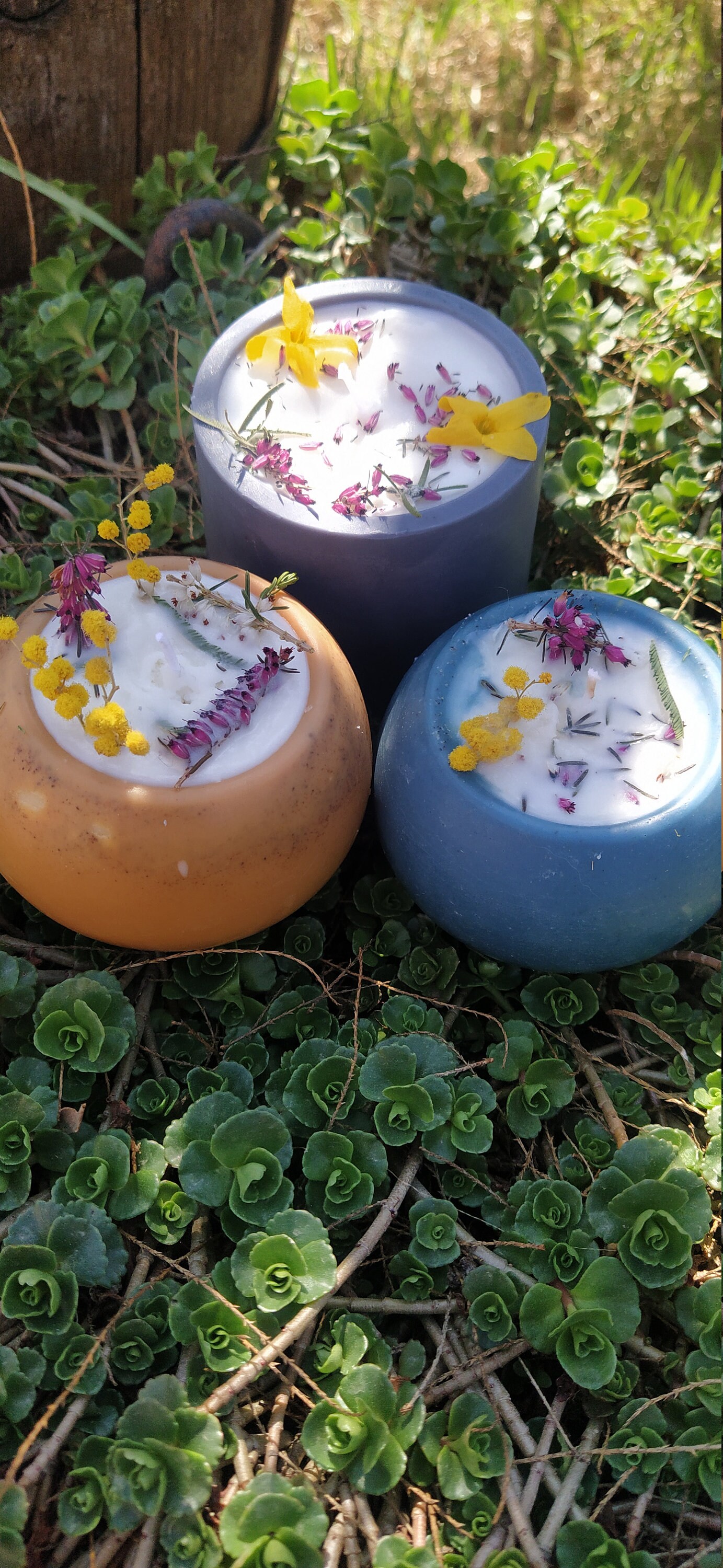 Série Fleurie/Printemps/Fleurs Naturelles Séchées/Bougie Artisanale/Atelier/Fait Main/Série Printani