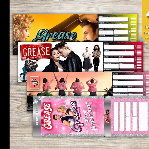 Printable GREASE Broadway Surprise Ticket. Editable Musical Etsy