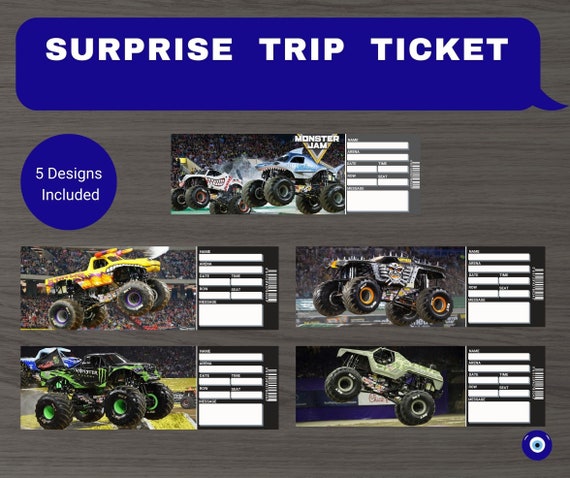 Printable MONSTER JAM TRUCK Show. Surprise Trip Gift Ticket. - Etsy