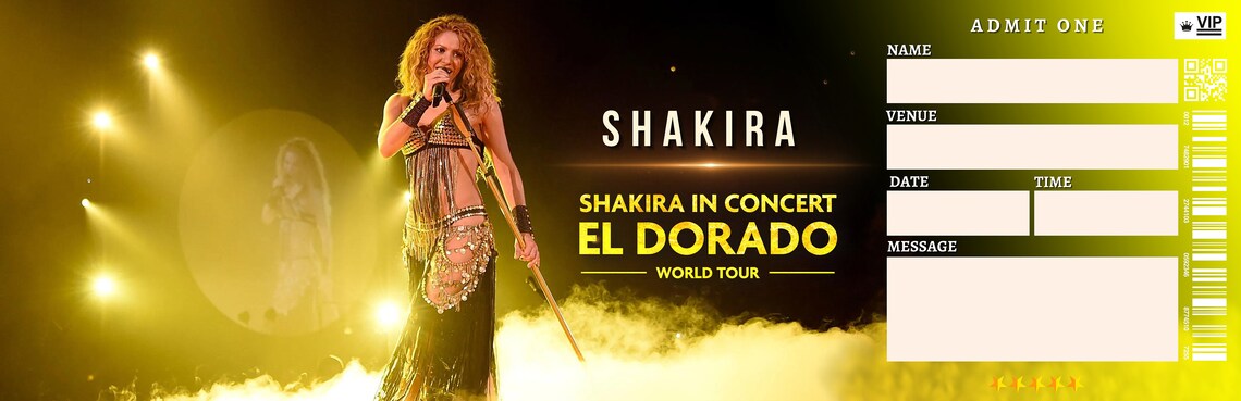 Printable SHAKIRA Surprise Concert Reveal Ticket. Shakira - Etsy