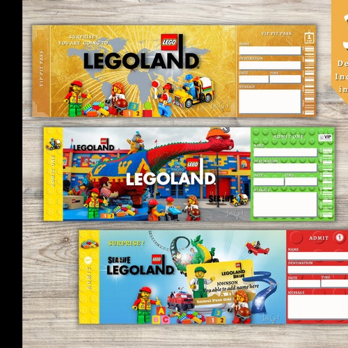 Printable LEGOLAND Surprise Trip Reveal Tickets .editable Gift Etsy