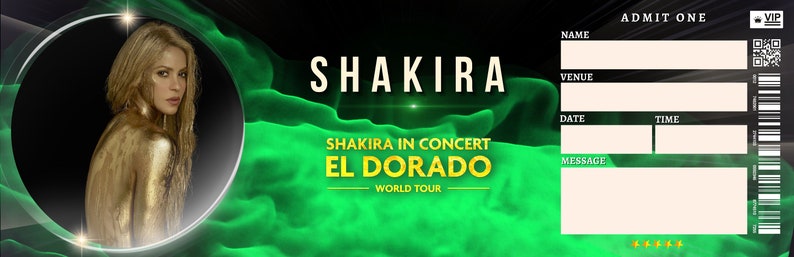 Printable SHAKIRA Surprise Concert Reveal Ticket. Shakira - Etsy