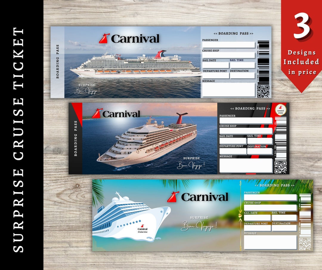 Printable CARNIVAL CRUISE Surprise Gift Trip Ticket. Cruise Etsy