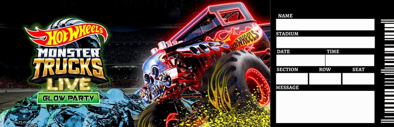Printable HOT WHEELS MONSTER Trucks Surprise Trip Gift Ticket. - Etsy UK