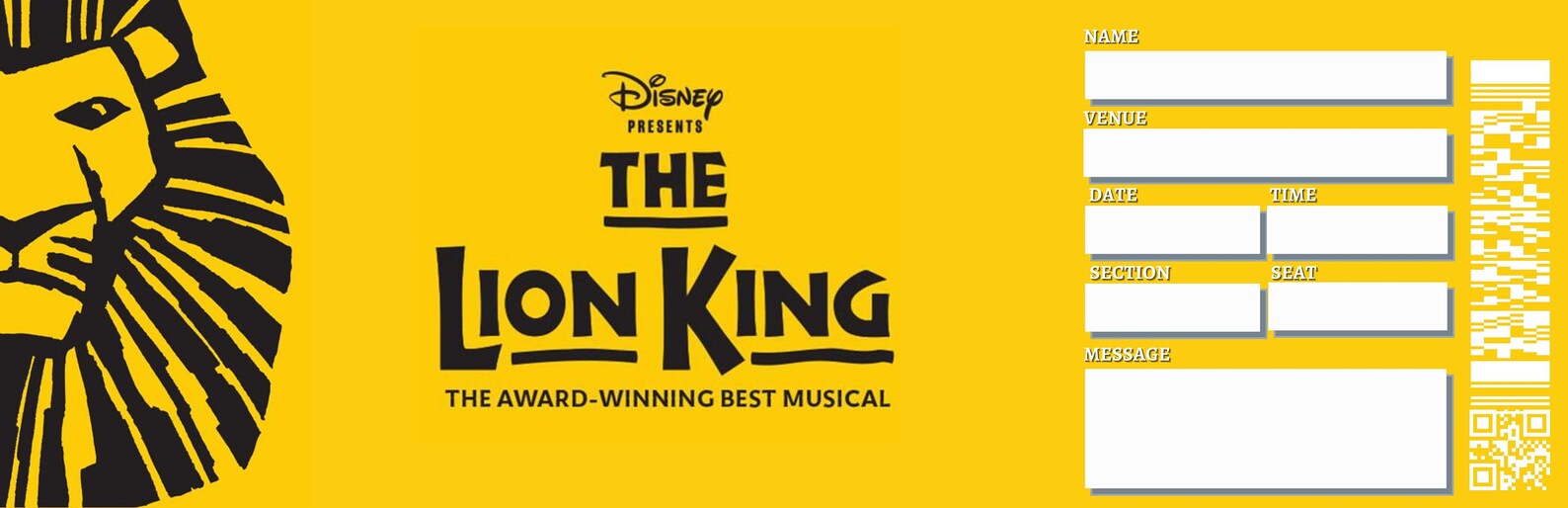Printable THE LION KING Broadway Surprise Ticket. Editable Etsy