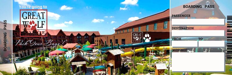Printable GREAT WOLF LODGE Surprise Gift Ticket. Editable - Etsy