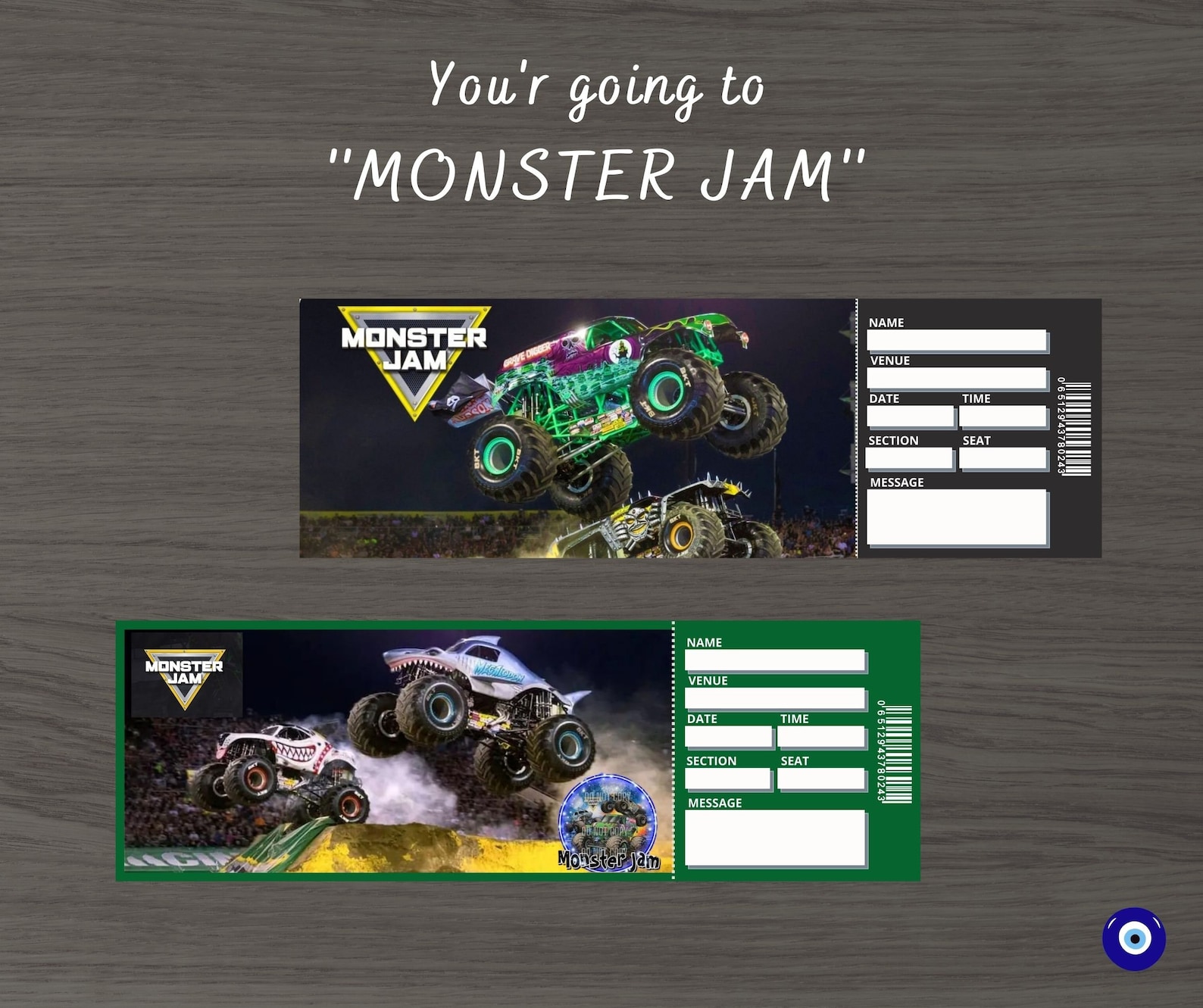 Printable MONSTER JAM Gift Ticket . Anniversary Birthday Gift Etsy