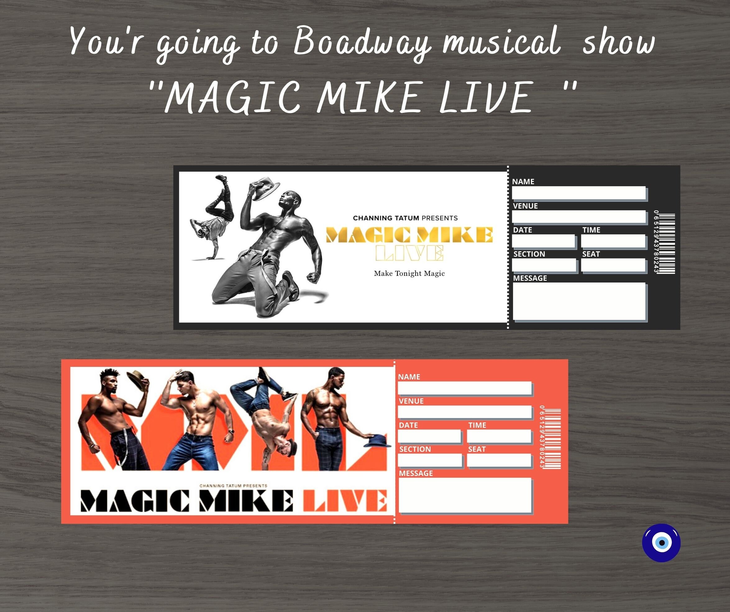 Printable MAGIC MIKE Live Broadway Surprise Ticket. Editable Etsy