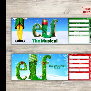 Printable ELF Broadway Surprise Ticket. Editable Musical - Etsy