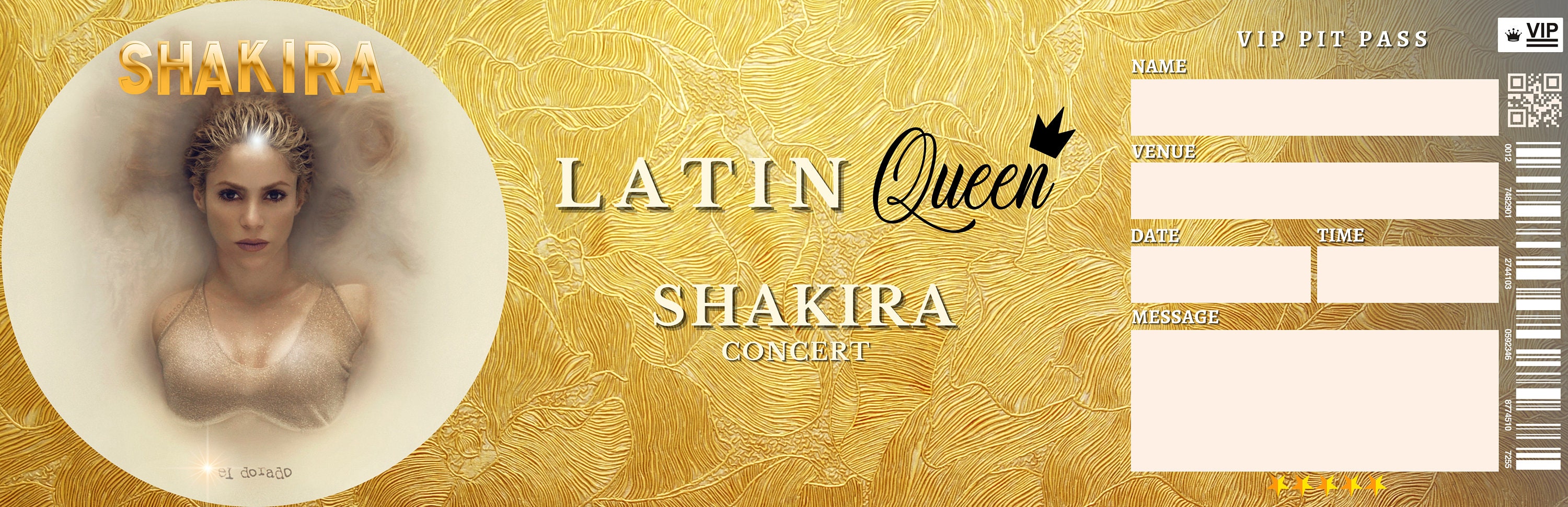 Printable SHAKIRA Surprise Concert Reveal Ticket. Shakira Etsy